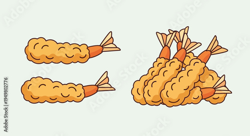 Crispy Golden Shrimp Tempura Illustration