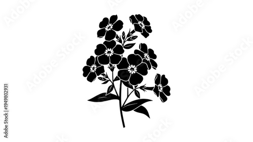 Wildflowers bouquet silhouette vector illustration