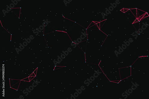 Abstract red and blue plexus network vector background with connected dots and lines, representing technology, communication, and data connections for digital projects.
