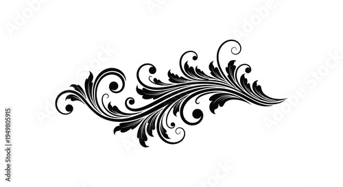 Elegant black flourish design with swirling leaves and decorative elements a striking silhouette high quality professional