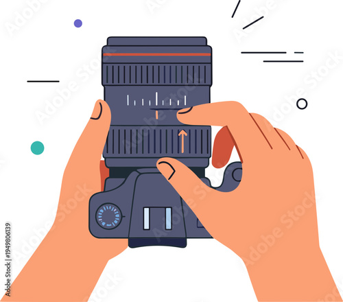 A person holds and operates a camera with their hands.