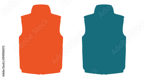 Two colorful vests are displayed side by side showcasing distinct designs a bold silhouette high quality professional