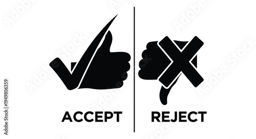 A stark visual comparison depicting acceptance and rejection through hand symbols a bold silhouette high quality