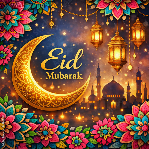 Greeting cards for celebrating the blessed Eid al-Fitr