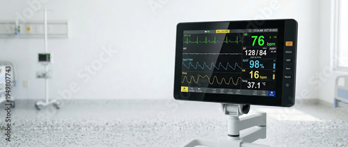 Medical Monitor Displaying Vital Signs