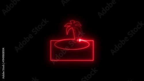 Neon Palm Tree Island Sign Glowing Red Tropical Vacation tropical island neon sign palm tree tropical vacation