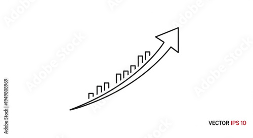 Illustrative graph with upward arrow showing business growth and increasing profits, ideal for financial reports and presentations