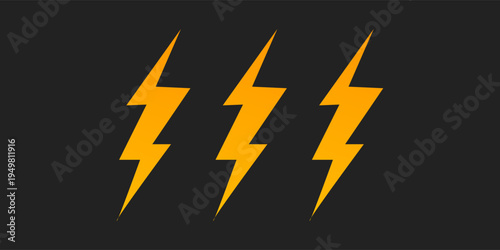 Thunder and lightning flash icons. Vector set