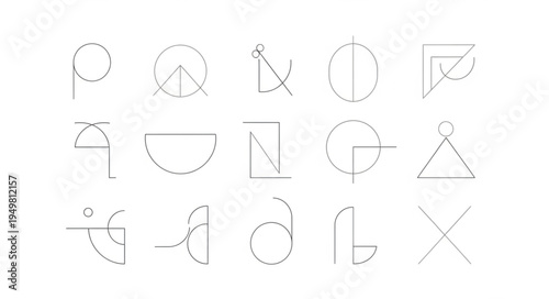 Geometric Shapes Abstract Design Elements Minimalist Line Art.