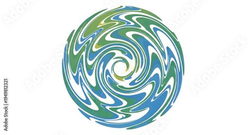 Abstract Swirling Globe with Blue and Green Colors.