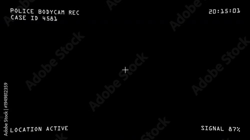 Professional Police Body Camera Interface with REC Indicator, Case ID Display and Digital Timestamp for Crime and Evidence Footage Editing