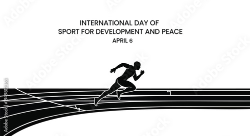 Vector illustration of a runner on a track for International Day of Sport for Development and Peace