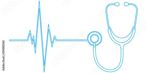 Medical heartbeat stethoscope illustration