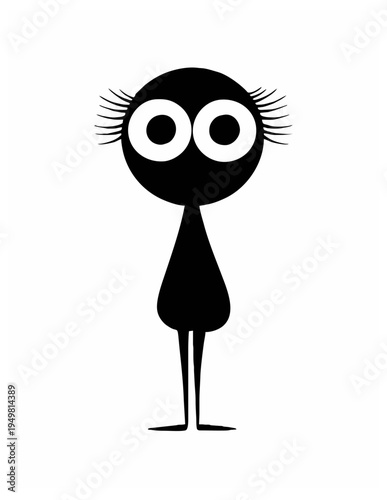 Ethereal Silhouette: A minimalist, artistic portrayal of a figure with oversized eyes and delicate eyelashes, offering a sense of enigmatic charm.