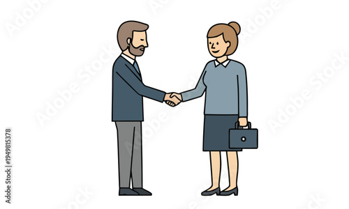 Professional business associates engaging in a cordial handshake, symbolizing a successful agreement, collaborative partnership, and positive deal-making in a corporate setting