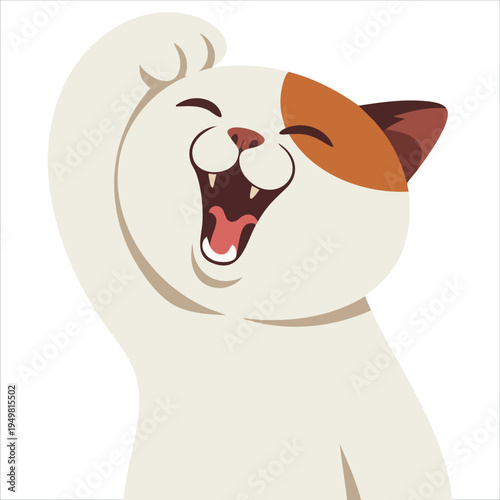 Expressive cat face with mouth stretched open in oval shape for emoji designs cartoon vector illustration