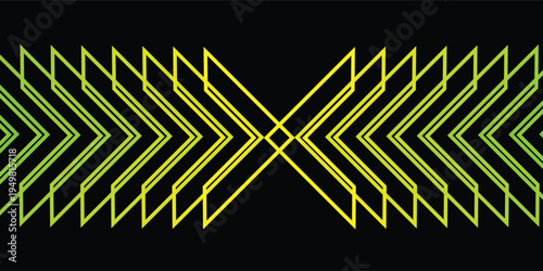 Abstract Neon Arrows Moving in Opposite Directions on a Dark Background.