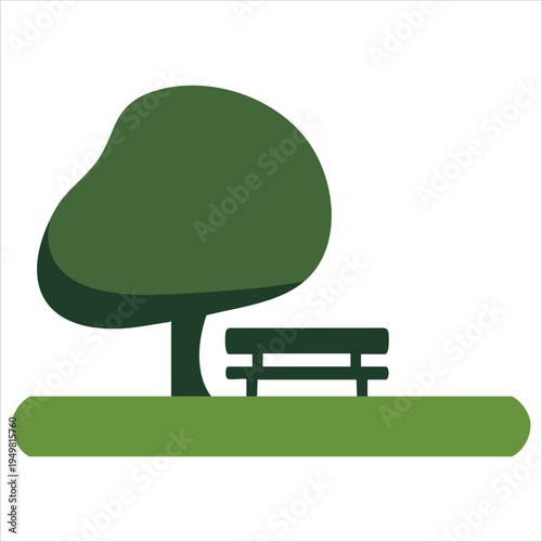 Charming small park scene cartoon illustration for nature concepts