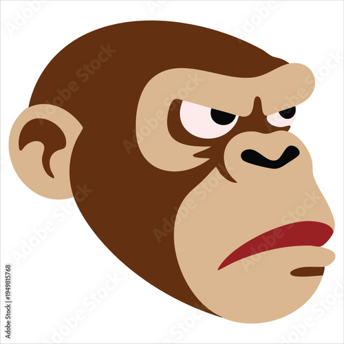 Detailed illustration of expressive ape face for animal themes