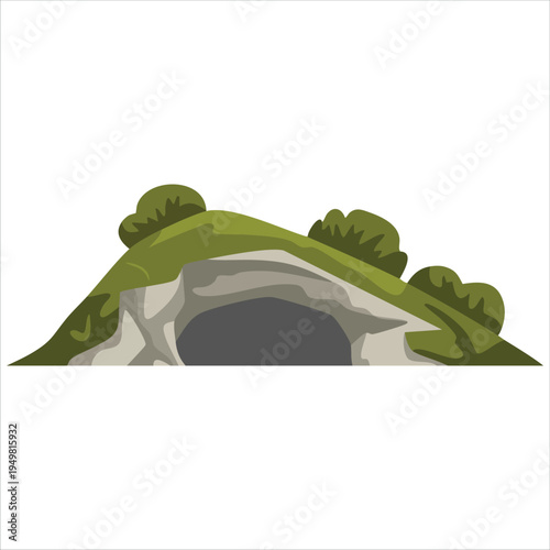 Illustration of mysterious cave entrance for adventure concepts
