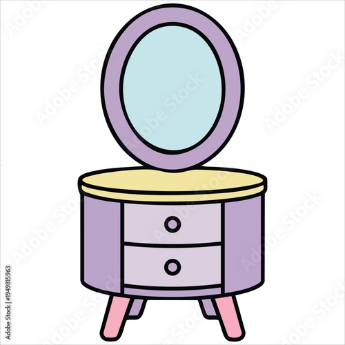 Classic vanity dressing table with mirror illustration