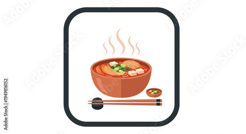 Delicious Korean Kimchi Jjigae Soup with Chopsticks and a Small Bowl of Garnish