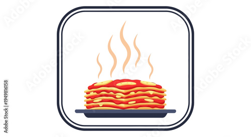 Freshly Baked Steaming Lasagna Icon, a Hearty and Delicious Italian Comfort Food Meal