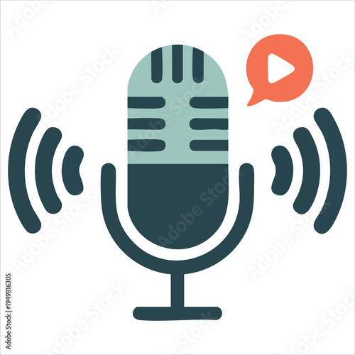 Music podcast icon vector illustration for audio streaming concepts
