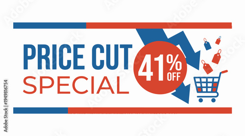 Price Cut Special Discount Banner with Shopping Cart