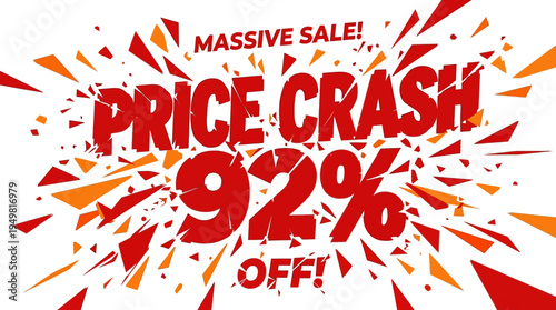 Price Crash Sale Banner with 92% Discount