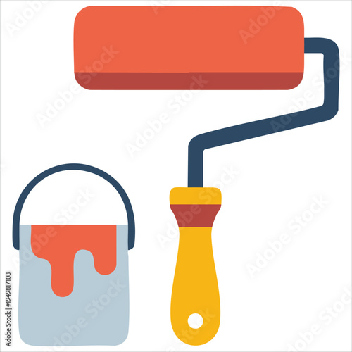 Roller paint brush with paint cans vector illustration for home improvement