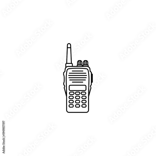 Flat Black Outline Walkie Talkie Illustration Vector Icon