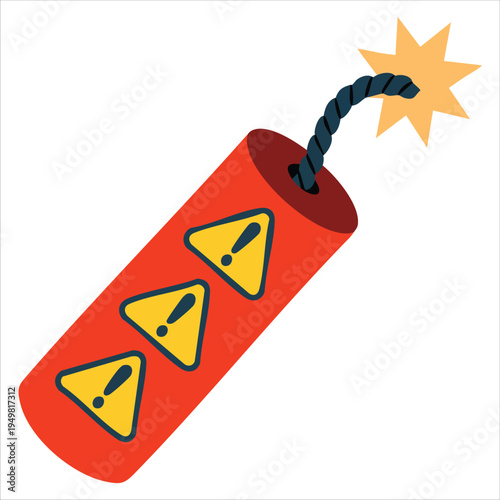 Powerful bomb explosion dynamite isolated vector illustration