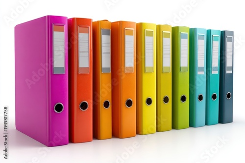 Colorful office binders in rainbow order 1.