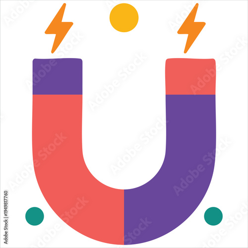 Powerful magnet representing customer attraction and influence flat vector illustration isolated on white background