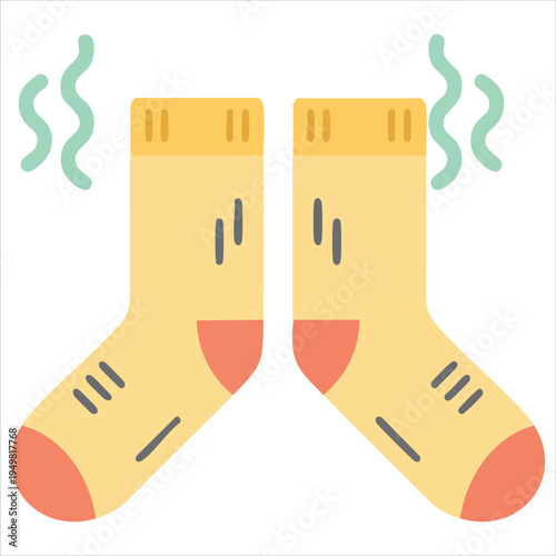 Socks with bad smell and unclean appearance multiple timers vector illustration