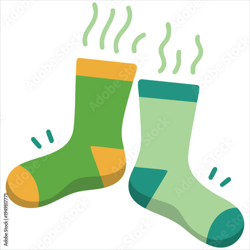 Unclean socks with unpleasant odor many timers vector illustration