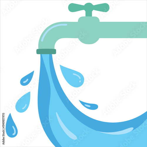 Professionally designed flowing water faucet icon on white background