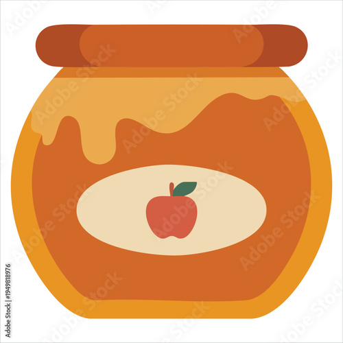 Thanksgiving apple jam jar icon vector illustration