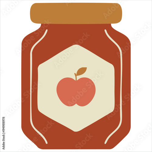 Homemade apple preserve for thanksgiving icon vector illustration