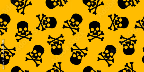 ドクロマークのシームレス背景画像。骸骨。（Seamless background image of skull and crossbones.）
