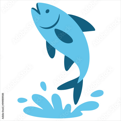 Jumping fish splash vector illustration
