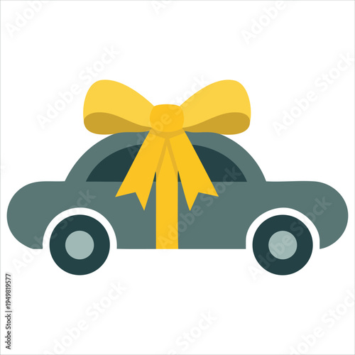 Automobile gift wrapped with ribbon vector illustration