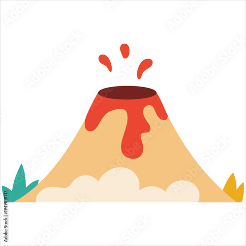 Active volcano eruption from ancient times vector illustration
