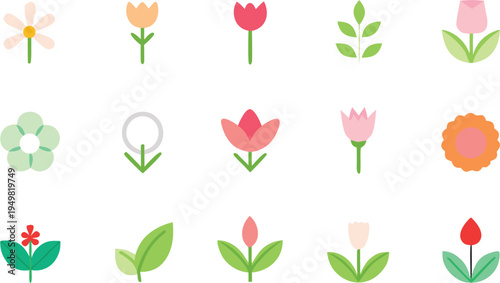 vector set of tulips  clean vector minimal spring floral icons