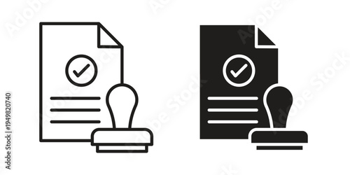 Approved document icon symbol collection for web design. Icon Element For Design