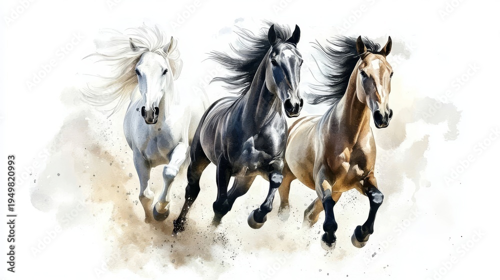 Obraz premium Captivating artwork showcasing the elegance of running horses.