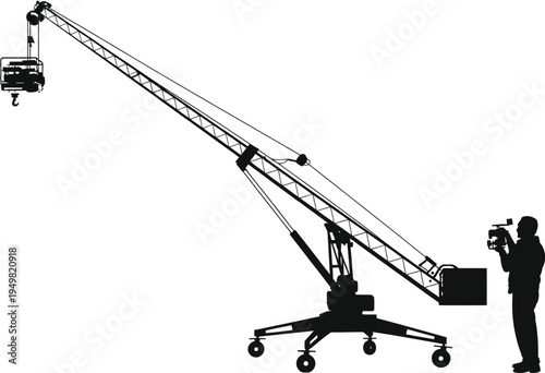 Camera crane silhouette vector illustration for film production and photography equipment eps silhouette vector illustration white background	