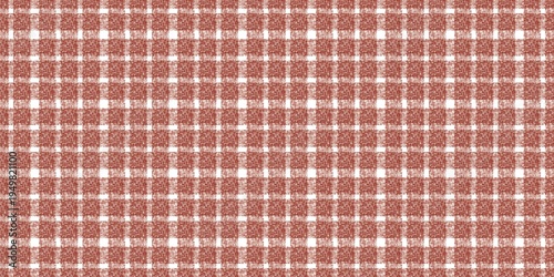 Red and white rustic gingham pattern with linen texture. Seamless checkered fabric background for picnic, kitchen, and country style textile design.