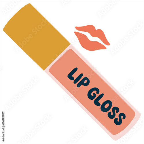 Pink lip gloss tube in YK retro style for beauty and makeup concept vector